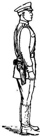 Рис. 62. положение пистолета по походному на поясном ремне