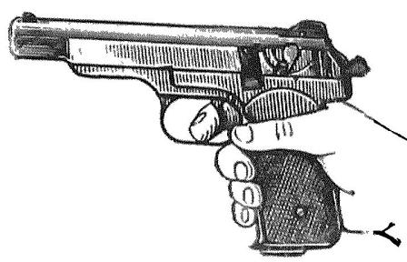 Рис. 83. Положение кисти руки с пистолетом при стрельбе с упора
