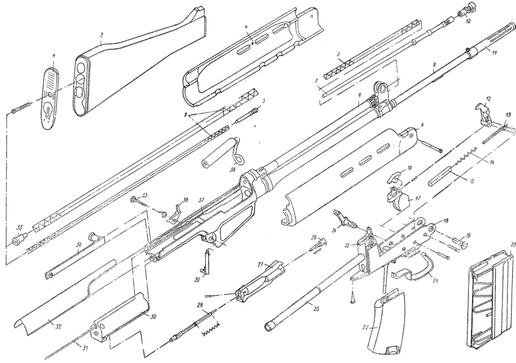 Рис. V.4. Детали и сборки винтовки FN30