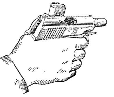 Рис. 60. Положение пистолета и магазина в руке по команде Оружие к осмотру