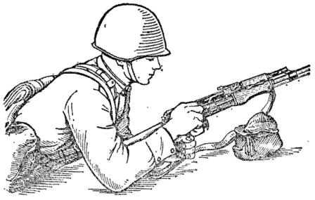 Рис. 68. Пулемёт подготовленный к осмотру после стрельбы в положении лёжа