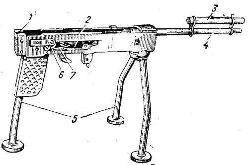 Рис. 16. Станок для показа работы частей и механизмов автомата (ручного пулемета) Калашникова: