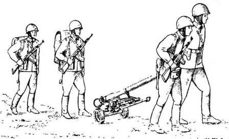 Рис. 37. Перевозка станкового гранатомета СПГ-9ДМ в походном положении