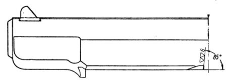 Рис. 15. Опиловка задней стенки выреза для затворной задержки на затворе