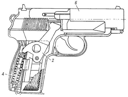Рис. 3. Общий вид пистолета в разрезе: